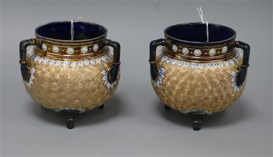 A pair of Royal Doulton Slaters Patent cauldron planters, impressed marks to interiors height 11.5cm